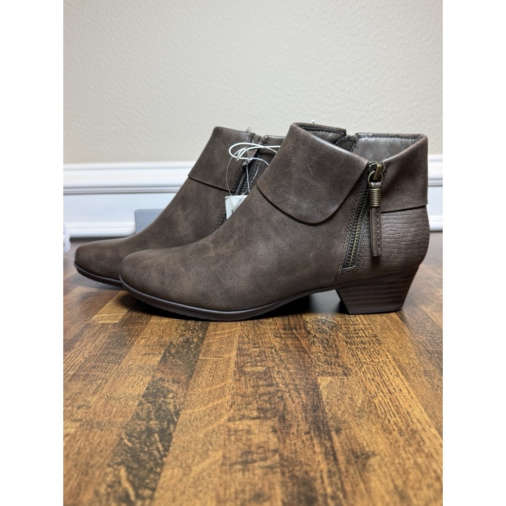 Kim Rogers Rusty Booties Shoes Womens Size 9 1/2 M Brown Vegan Leather - Picture 2 of 7